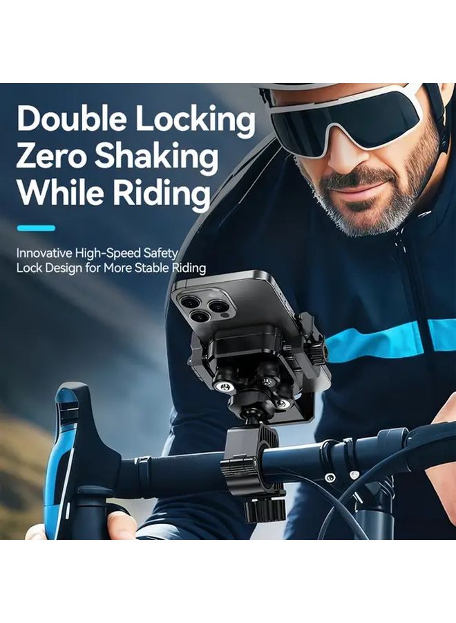 Motorcycle Phone Mount Black Rearview Mirror Mount Heavy Duty Anti Vibration Handlebar Holder - Image 5